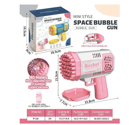 rocket bubble gun 69 holes rechargeable bubble machine - Cheap29