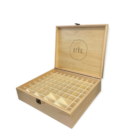 Essential Oils Wood Storage Box - Wooden Oil Bottle Slots-1