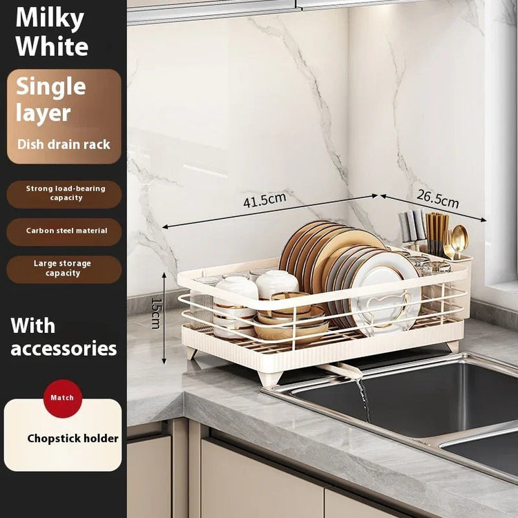 self draining dish rack carbon steel organizer