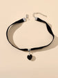 Gothic Style Black Velvet Choker Heart Charm Necklace Punk Halloween Accessories-2
