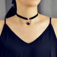 Gothic Style Black Velvet Choker Heart Charm Necklace Punk Halloween Accessories-0