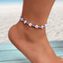 Bohemian Handmade Blue White Beaded Braided Flower Beach Anklet Foot Jewellery-0