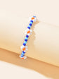 Bohemian Handmade Blue White Beaded Braided Flower Beach Anklet Foot Jewellery-2