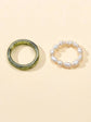 2pcs Pearl Elastic Retro Green Red Acrylic Ring-3