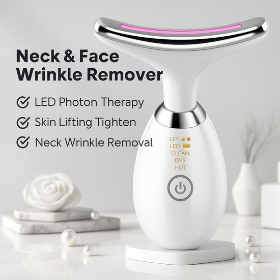 EMS Neck Tightening Massager – Microcurrent Wrinkle Lifter with Heat Therapy