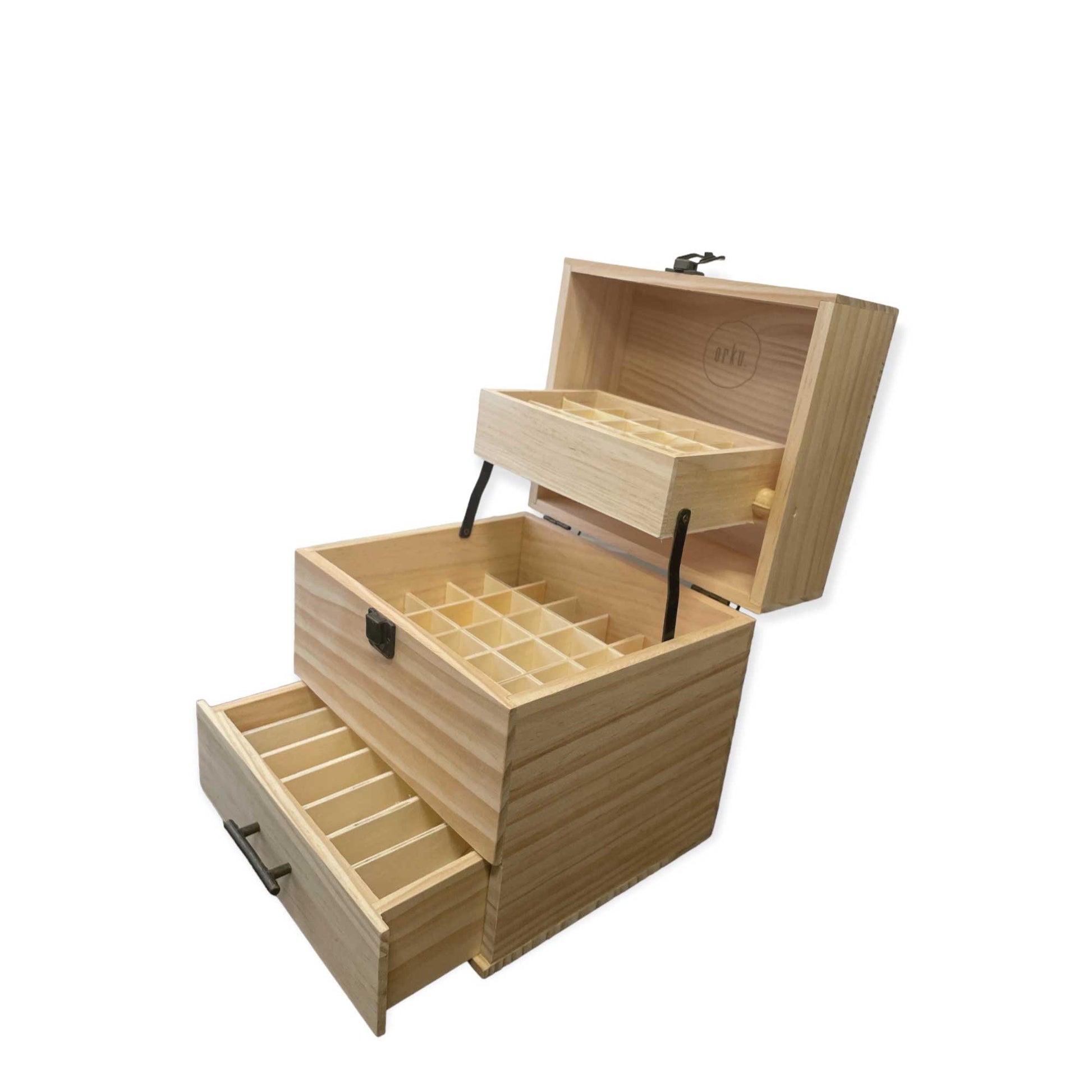Essential Oils Wood Storage Box - Wooden Oil Bottle Slots-2