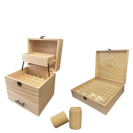 Essential Oils Wood Storage Box - Wooden Oil Bottle Slots-0