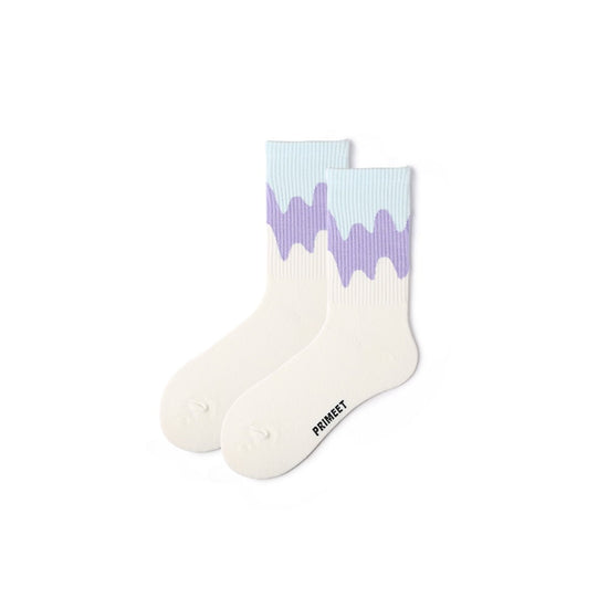 Icecream Gradient All-season Women White Crew Socks-0